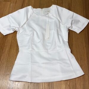 Line & Dot silk look cream blouse, lined with zip back, size XS, NWT